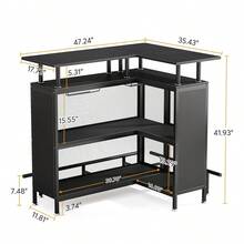 Clóset Para Bar Forma L De Café Moderno Gabinete 107cm - Negro - Ver 2