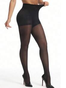 2 pares de medias transparentes para mujer, mallas negras, pantimedias minimalistas de moda - Negro - Ver 3