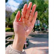 Car Rosary For Rearview Mirror Hanging - Catholic Religious Devout Gift With Virgin Mary Charm And Crucifix Ideal Catholic Rosary Gifts For Men And Women Pinkcar Acessesories, Car, Car Acessesories Women, Car Stuff, Car Decor, Car Accesssories, Stocking Stuffers, Car Accessories For Women, Christmas - 如圖所示 - 查看 3