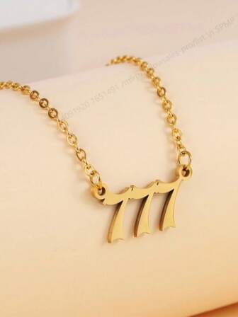 Lucky Number 777 Pendant Necklace, Minimalist Style