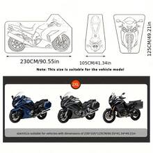 Motorcycle Cover With Reflective Stripes, Full Protection 190T Taffeta Dirt Bike Cover, Green - Black [green Reflective Strip] - View 8