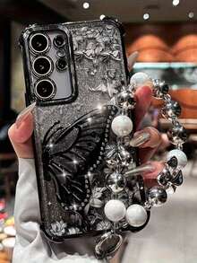 1pc Minimalist Bracket Phone Case, Shock-Proof/TPU Silicone Soft Edge Luxury Protective Cover With Dust-Proof Holes, Compatible With Samsung Galaxy S24 Ultra/S24 Plus/S24/S23 Ultra/S23 Plus/S23/S22 Ultra/S22 Plus/S22/S21 Ultra/S21 Plus/S21 FE/S23 FE/S20 Ultra/S20 Plus/S20 FE And Electroplated + TPU Silicone Soft Edge Full Coverage High-End Protective Case For OPPO A5x/C1 2 3 4 5 6 7 8 9/9 8 7 6 5 4 3 2 1 And OPPO A1 2 3 4 5 6 7 8 9 9 8 7 6 5 4 3 2 1 - Black - View 1