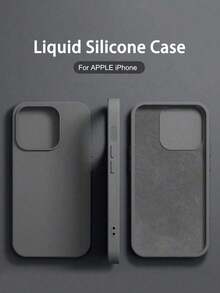 1PC Luxury Liquid Silicone Shockproof Case Compatible With Apple For IPhone 1716 14 13 12 11 15 Pro Max Cover For IPhone 12 13 Mini 14 15 16 Plus Fashion With Velvet Protection Phone Cases, Valentine's Day,Shockproof And Drop-Resistant Phone Case - 鈦灰色 - 查看 10