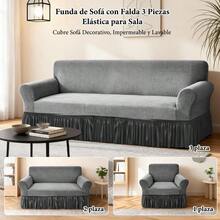 3 Piezas Funda Elástica con Falda para Sofá de 1/2/3 Plazas,Cubre Sillones para Sala,Tela Resistente y Duradera,Decoración para Sala,Protector de Sofá Contra Manchas y Desgaste Impermeable para Hogar/Oficina/Departamento - Multicolor - Ver 6