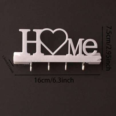 1pc HOME Key Holder Wall Mount Entryway Organizer Rack With Hooks, No Drilling Required, Home Decor For Living Room