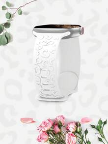 St.Siabe 1件装男女通用时尚雕刻激光压纹佩斯利花纹单色硅胶表带，柔软舒适防水替换表带，兼容 Series SE/8/7/6/5/4/3/2/1 38mm 40mm 41mm 45mm 44mm 42mm 49mm - 白色 - 查看 7