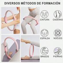 Kit de Pilates en Casa 3 PCS - Incluir Aro de Pilates 3D Antideslizante, Bandas de Resistencia Elastica y Cuerda Yoga 8 Formas, para Fortalece Msculos Centrales y Suelo Pelvico - GRIS - Ver 4