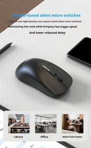 Lenovo Ratón inalámbrico N04S: Conexión de doble modo 2.4G + Bluetooth, diseño de 6 botones, ajuste de DPI de 4 niveles, receptor USB, compatible con múltiples dispositivos, modo de suspensión inteligente, compatible con múltiples sistemas, para un trabajo de oficina talla grande eficiente. - Blanco - Ver 8