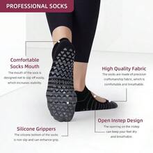 Calcetines antideslizantes de yoga para mujer, 4 pares de calcetines elsticos con agarre para pilates, barra, danza y entrenamientos en estudio. - inicial - Ver 3