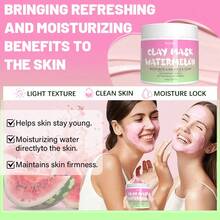 AURANY 可作为礼物送给她/他：西瓜泥面膜，控油保湿面膜，适合所有浅米色肌肤，蕴含甘油、芦荟和，温和清洁，不含酒精，散发清新西瓜香气，100克 - 彩色 - 查看 5