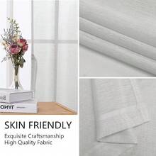 Hiasan Set Of 2 Sheer Voile Curtains Living Room With Eyelets Curtains Panel Curtains Transparent Airy Decorative Curtain For Bedroom 240 X 140 Cm (H X W) White - Grey - View 4