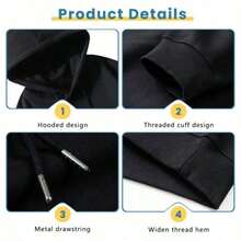 Sombr Merch Live 2025 Gothic Punk Vintage Hoodies Men Women Loose Casual Hooded Sweatshirts High Quality Hop Tracksuit Essentials Hoodie Hoodie Women Sweatshirts Women Hoodies Men's Hoodie Sweatshirts Men Essentials Fear - Black - View 3