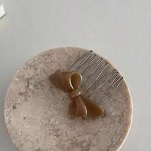 7齿醋酸纤维蝴蝶结发梳夹，女士发型发夹，刘海断发梳夹，女孩礼物，头饰，侧梳，发饰 - 彩色 - 查看 8