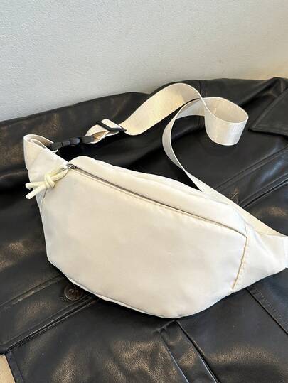 1pc Women's Fashion Waist Bag With Hidden Zipper, Solid Color Integrated Chest Bag, Waterproof Nylon Coin Purse