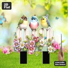 Bohemian Style, Three Little Birds Garden Decoration, Acrylic Sign, Multi-Purpose Animal Theme Garden Art, Rain And Scratch-Proof Outdoor Flower Pot And Garden Display Sign - Multicolor - View 8