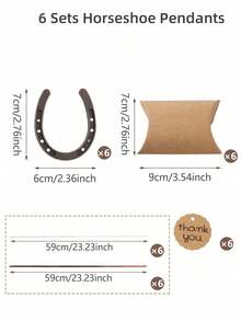 30个/6套复古幸运马蹄铁吊坠，婚礼宾客回礼，金属马蹄铁装饰，附牛皮纸盒和标签，乡村风马蹄铁礼品，适合婚礼派对装饰、婚礼回礼和宾客礼物、新娘送礼会