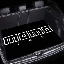 1pc "MOMO" Printed Heavy Duty Car Trunk Mat, Non-Slip Surface And Splash-Proof Design - Fits Most Vehicles, Black & Red Striped Cargo Liner, Dust-Proof And Easy To Clean Trunk Protector, Scratch-Resistant And Leak-Proof, Ideal Christmas/Halloween Gift - Compatible With SUV, Sedan, Hatchback, SUV Dedicated Trunk Liner