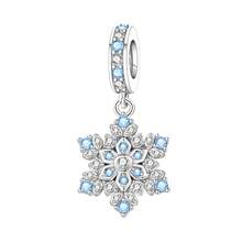 CYMYSS 1 件圣诞雪花铃铛吊坠珠，镀铜银材质，镶嵌立方氧化锆，女士吊坠饰品，冬季及圣诞节节日珠宝礼物