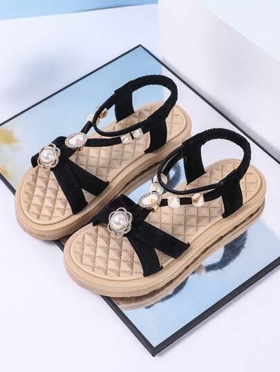 1 Pair Toddler Girls' Fashion Sandals, PU Anti-Kick Anti-Slip Summer Outdoor Sandals, Indoor Baby Sandals, Recommended For Summer