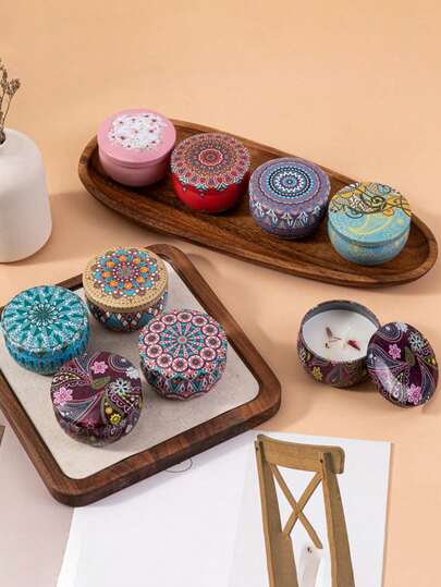 4pcs Mandala Pattern Scented Candle Gift Set - Long Lasting Smokeless Candles With Rich Fragrance, Suitable For Valentine's Day, Christmas, Wedding, Birthday, Graduation Gifts, Home & Hotel Decor