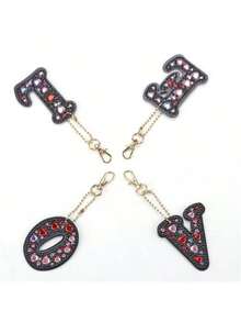 Set de 4 llaveros con pintura de diamantes - Bordado de diamantes redondos DIY, colgante de acrílico con forma de corazón, kit de manualidades con tema de amor, adecuado para principiantes y adultos - Regalo ideal para Navidad, Día de San Valentín, Día de la Madre, Cumpleaños