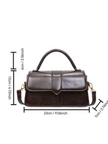 1pc Minimalist Handbag, Small Square Bag, Fashion Commuter Vintage Shoulder Bag For Women - Coffee - View 2