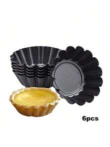 6 Packs Egg Tart Mold, Non-Stick Pan Carbon Steel Cake Molds, Mini Pie Mould, For Pies, Chinese Egg Tart, Cakes - Multicolor - View 5