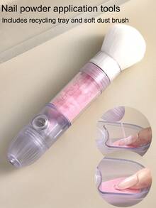 美甲粉刷、美甲粉蘸取及回收容器，带刷子，自助美甲粉蘸取，便携式美甲套装 - 彩色 - 查看 6
