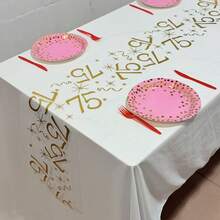 1pc Gold Foil Number Birthday Table Runner, 6/16/20/25/35/45/55/65/75/85 Years Old Birthday Party Decoration, Anniversary Retirement Party Supplies, Birthday Celebration, Father's Day, Mother's Day - Gold - View 11