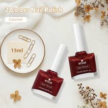 Mtssii 2瓶15毫升酒红色指甲油套装，水性可撕拉指甲油，无异味，快干，无需烘烤，持久耐用，适合日常美甲，多种颜色可选，适用于家庭和美甲沙龙美甲用品。 - 彩色 - 查看 9