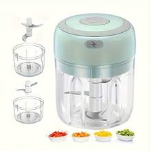Electric Garlic Masher, Portable Mini Food Chopper, Vegetable Chopper, Small Food Processor, Suitable For Garlic, Fruit Puree, Onion, Herbs, Vegetables, Ginger, Juice Blender, And Kitchen Tomato Dicer And Ginger Grinder - 綠色的 - 查看 2