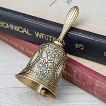1pc Elegant Brass Hand Bell - Durable, Polished Finish - Ideal For Weddings, Announcements & Service - Bronze - View 4
