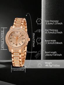 6pcs/Set Women's Quartz Watch, Minimalist & Fashionable Rose Gold Numeral Dial, Alloy Material, Strap Set, Suitable For Daily Wear Or Holiday Gift
