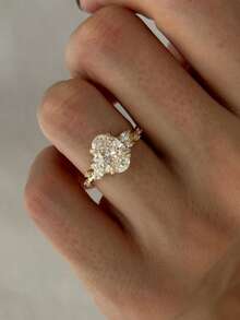 1 Piece Shiny Micro-Zirconia Fashion Women's Ring Exquisite Temperament And Versatile Model Suitable For Parties, Birthdays, Parties, Festivals, Engagement Wear, Full Of Luxury, Can Be Given To Girlfriends And Lovers