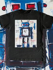 Jean-Michel Basquiat Tee - American Graffiti Artist 1980s T Shirt High Quality Art Work Adult & Kids Sizes - 黑色 - 查看 1