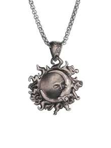 1 chiếc vòng cổ mặt dây chuyền mặt trời, mặt trăng và ngôi sao cổ điển, trang sức thời trang cho cặp đôi, quà tặng sinh nhật - Thời trang phong cách mới - Xem 7