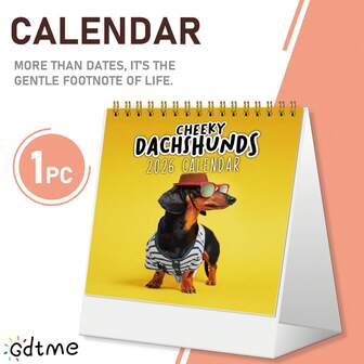 GDTME 2026 Calendar, Weekly Planner, Monthly Planner, Dachshund Design, Available In Wall Calendar And Desk Calendar Formats, Spiral Bound, Suitable For Adults And Children, Ideal For Christmas, Back To School, New Year Gifts
