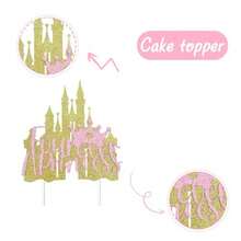 DFour Ever A Princ Cake Topper Princ 4th Birthday Party Decorations Castle Cake Decor Rose Gold Glitter For Four Years Old Girl Little Princ 4th Birthday Party Decor Plies - như hình ảnh - Xem 4