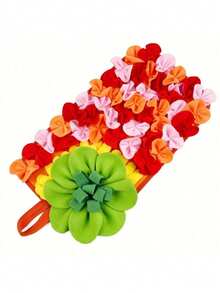 Tapis de recherche pour animaux de compagnie en forme de rectangle avec des bandes de tissu en forme de fleurs. Jouet interactif stimulant l'intelligence pour lapins et hamsters. Conception de stimulation mentale amusante et unique pour renifler - Bleu ciel - Voir 6