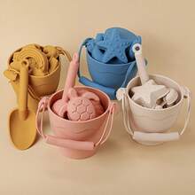 1 套 8 件硅胶沙滩玩具、旅行友好型沙滩套装、硅胶桶、铲子、6 个沙模、沙滩包、幼儿沙滩玩具、儿童夏季户外礼物、沙滩玩具、沙滩、露营、沙滩玩具、沙滩、露营、粉色、儿童园艺、沙滩玩具