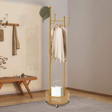 Metall Garderobenständer, Freistehend Kleiderständer, Jackenständer mit 6 Haken, 45 x 170 cm, für Schlafzimmer, Büro - Gold - Übersicht 6