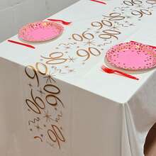 1pc Rose Gold Number Birthday Table Runner, 45th Birthday, 11.02*108.27/196.85/393.7 Inches, Birthday Party Decoration, Anniversary Retirement Party Supplies, Birthday Celebration, Party Supplies, Father's Day, Mother's Day - Rose Gold - View 29