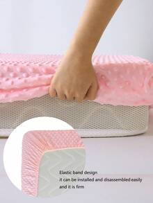 1pc Velvet Baby Crib Mattress Cover, Unisex For Boys And Girls, Fits Standard Crib, Mini Crib, Toddler Bed - Baby Pink - View 4