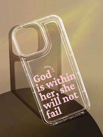 Apple Slogan 1pc Minimalist Jesus Graphic Letter Shockproof Anti-Slip Phone Case Compatible With IPhone 11/12/13/14/15/16 /17Pro Max Waterproof Anti-Fall Scratch Resistant