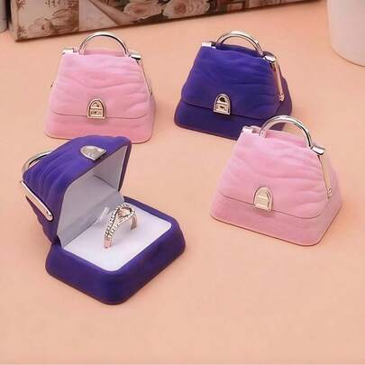 A Stylish Handbag-Shaped Jewelry Box, Velvet Ring/Necklace Packaging, Elegant Accessory Gift Box, Needs Hand Washing