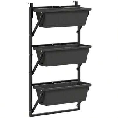 Set Of 3 Outsunny Pots/Planters With Drainage Holes, 56 X 42 Cm Square Pots, Plastic Pots For Tomatoes And Flowers, For Garden And Balcony, Dark Grey