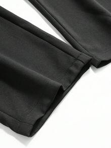 男士中腰宽松直筒休闲商务裤，简约设计，无过多装饰，适合日常通勤和商务场合，秋冬季款 - 黑色 - 查看 4