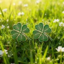 4-Piece Lucky Four Leaf Clover Brooch Set For St. Patrick's Day, Green Clover Enamel Pin Badge, - Multicolor - View 5