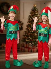 Disfraz Duende Navidad Niños Niñas Infantil Elfa Elfo Duendecilla Ayudante Santa Claus Pastorela - Rojo - Ver 2