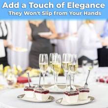 elegante, sin BPA, 50 tenedores de degustacin de plstico. juego de tenedores de cctel o muestreo para aperitivos, camarones y mariscos. Duradero, reciclable 4 dientes utensilios con aspecto de acero inoxidable 50 unidades - plateado, (Elegant Silver) - Ver 8